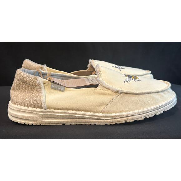 Women’s Hey Dude Lenas, NWT Natural Turtledove, Bee Embroidery, Cork Insole Sz11 - Picture 8 of 12